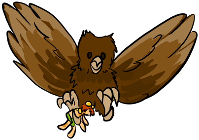 Houbies' Worst Predators Are The Owl And Snake - Cartoon (423x337)