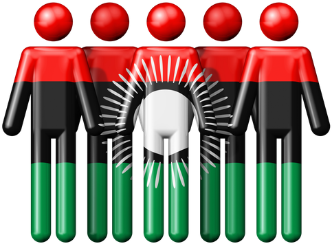 Flag Of Malawi On Stick Figure - Bonhomme Portugal (550x437)