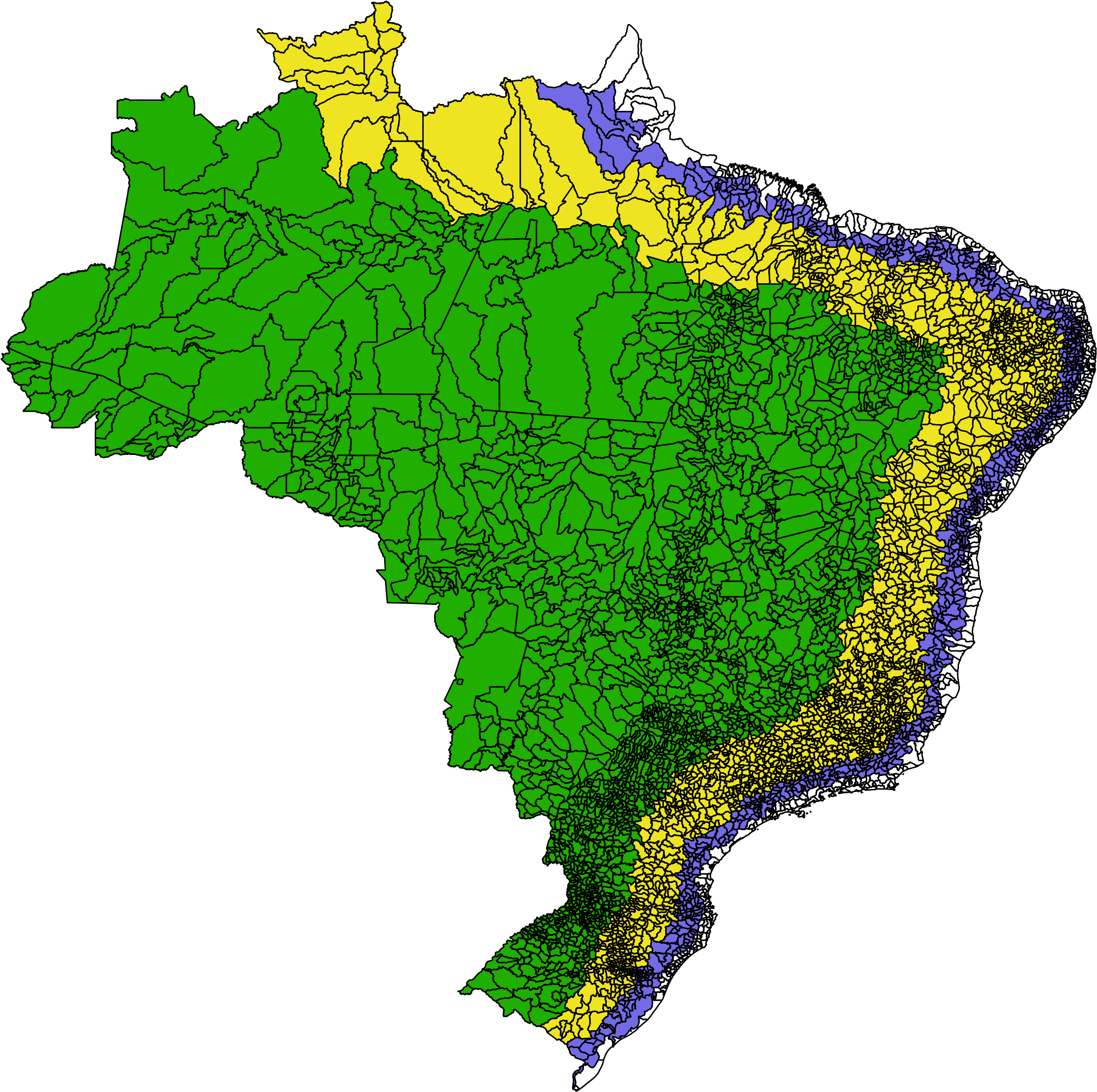 Ocdistribution Of Population In Brazil [oc] - Country Shapes And Names Answers (2480x2480)