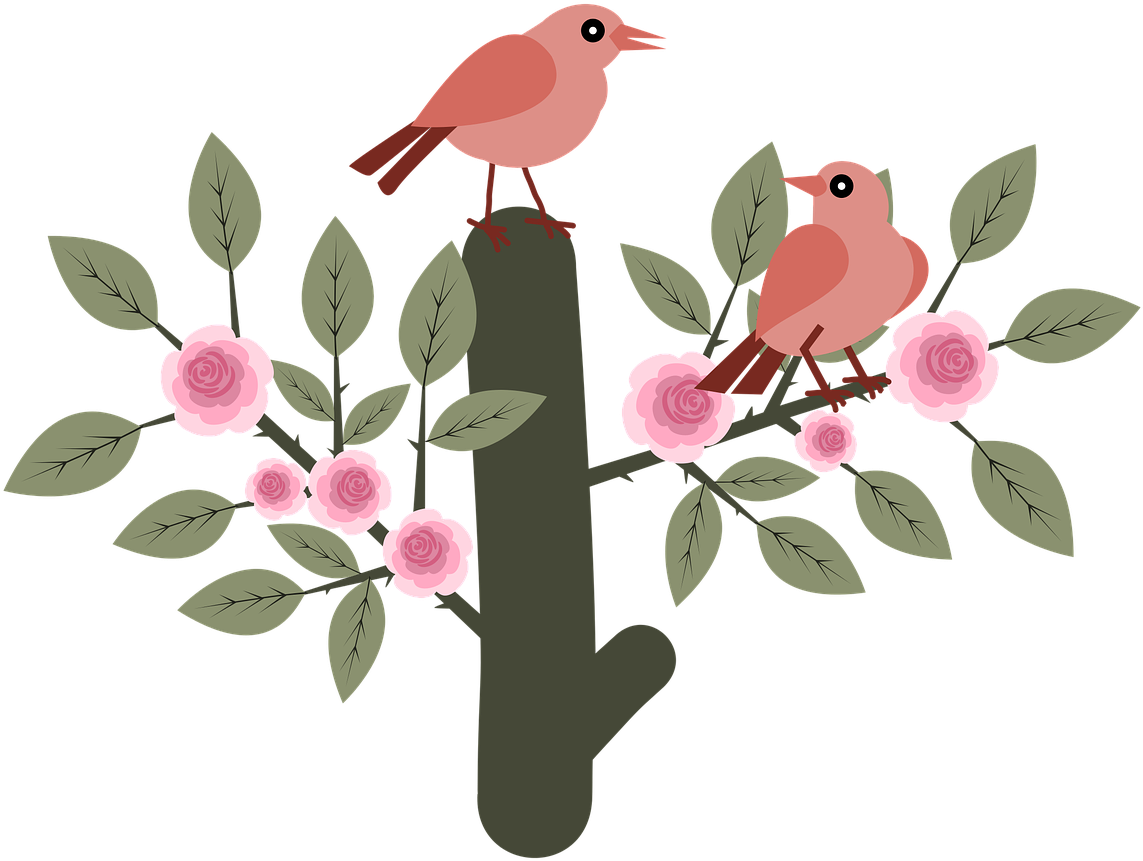 Birds Animals Roses - Vintage Flores Png (1280x992)