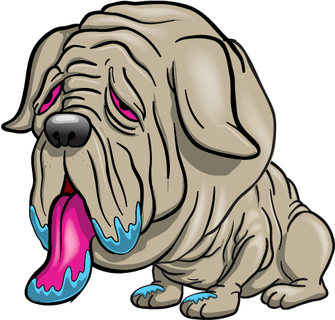Http - //www - Theugglys - Com/ Maggoty Mastiff He - Cartoon Dog Out Of Breath (565x495)