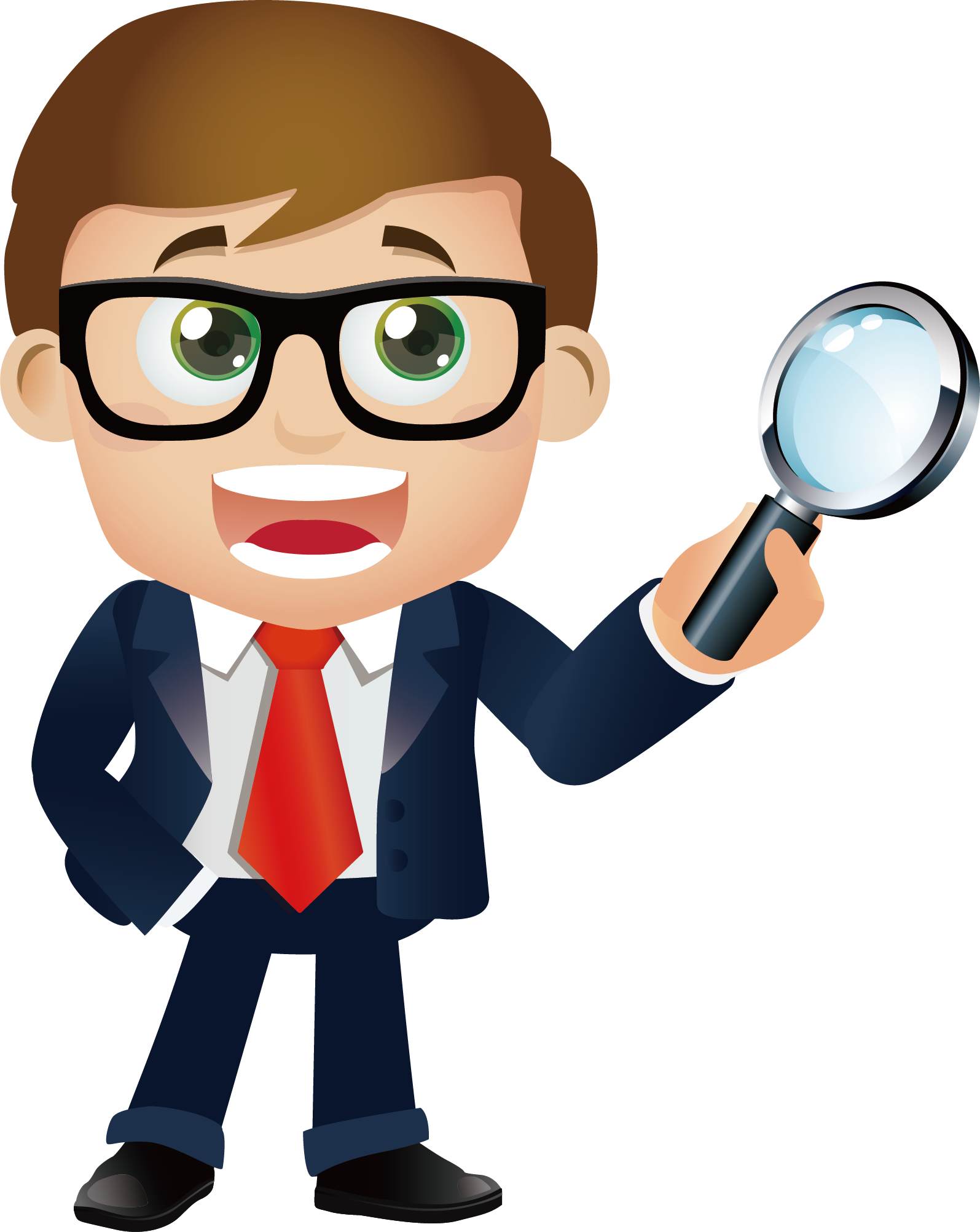 Engineering A Man Holding Magnifying Glass - Man With Magnifying Glass Cartoon (1595x2004)