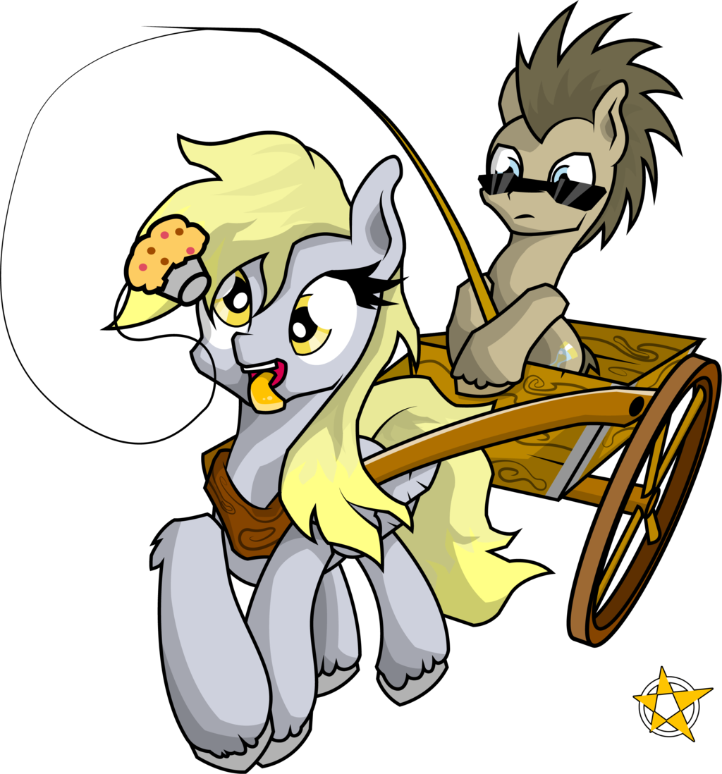 Amberpendant, Carrot On A Stick, Cart, Derpy Hooves, - Cartoon (1024x1098)