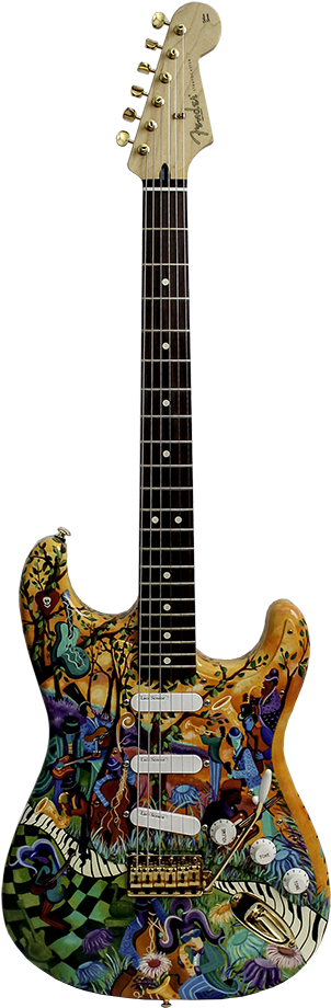 Handpainted Fender Stratocaster By Juleez - Crazy Guitar Paint Jobs (311x926)