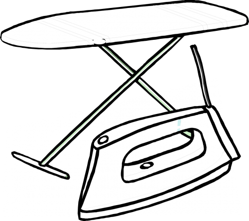 Ironing Board And Iron (500x444)