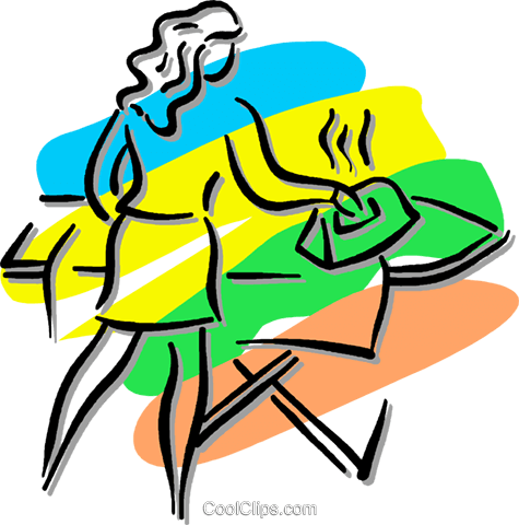 Woman Ironing Clothes Royalty Free Vector Clip Art - Engomadoria (475x480)