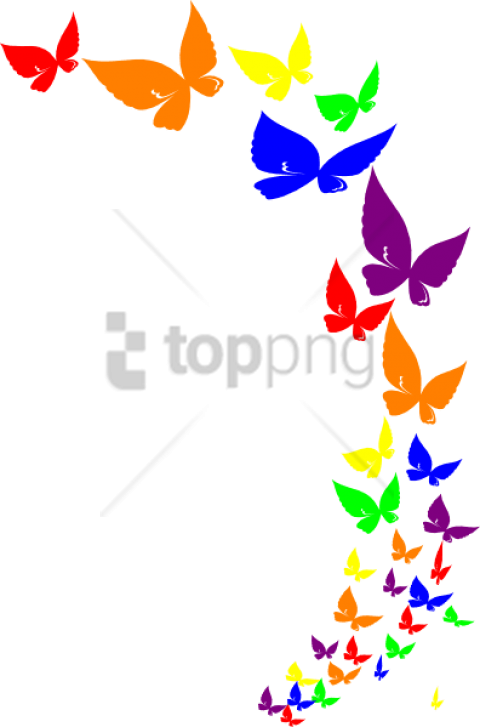 Free Png Rainbow Butterfly - Butterfly Border Clipart Png (480x727)