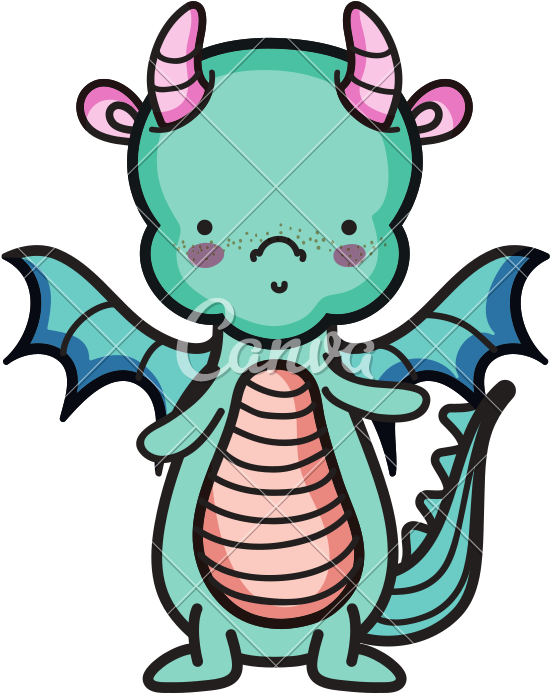 Cute Dragon Animal With Horns And Wings - Pixel Art Personnage (800x800)