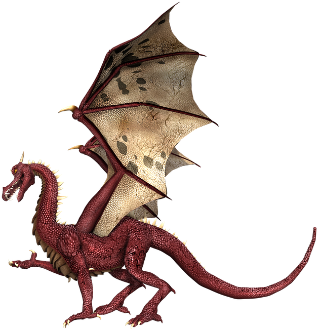 Dragon, Wings, Posing, Fantasy, Fairytale, 3d, Red - Middle Ages Dragon (720x720)