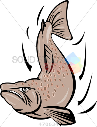 Stock Illustration Of Old Fashioned Cartoon Rendition - Angry Salmon (340x442)