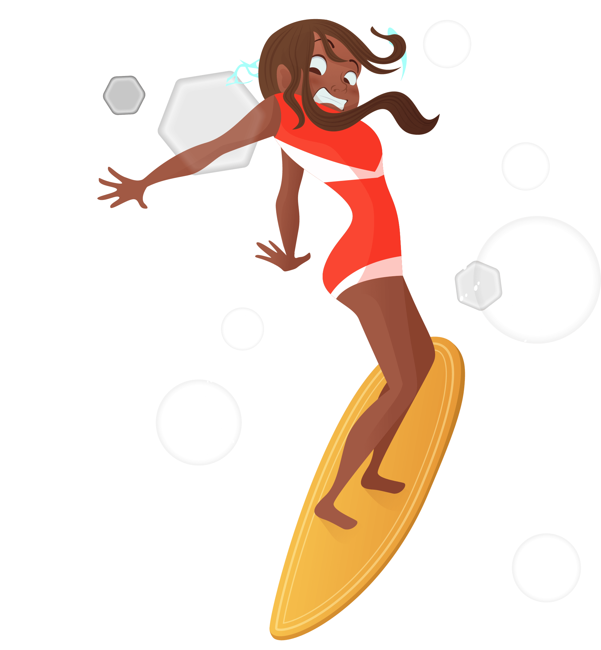 Hawaiian Girl Surfer Cartoon - Surfer Png Girl (2083x2142)