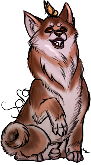 A Pencil Drawing Of A Shiba Inu I Played With Today - Cartoon (386x600)