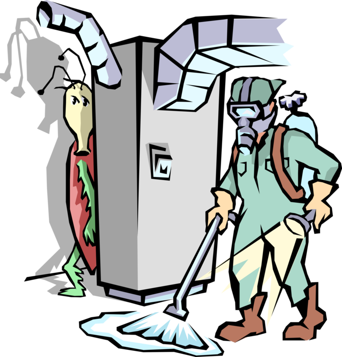 Vector Illustration Of Pest Control Exterminator Technician - Опасные И Вредные Производственные Факторы (671x700)