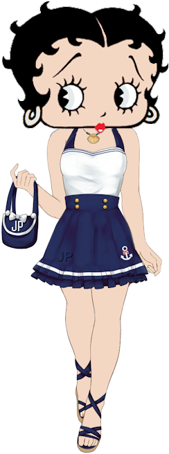 Betty Boop In Blue And White Sailor Suit Looking Cute - Betty Boop Coloring Pages (313x713)