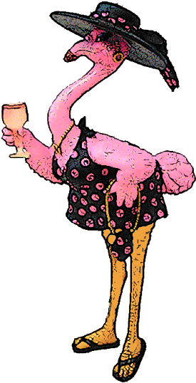 Flamingo Dress Hat Glass Sandals Da 2012 12 - Flamingo In A Dress Cartoon (374x639)