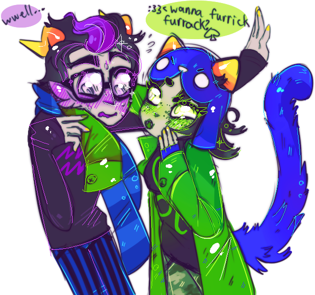 Blackrom Blush Catfish Chalnsaw Eridan Ampora Freckles - Nepeta Leijon X Eridan Ampora (650x600)