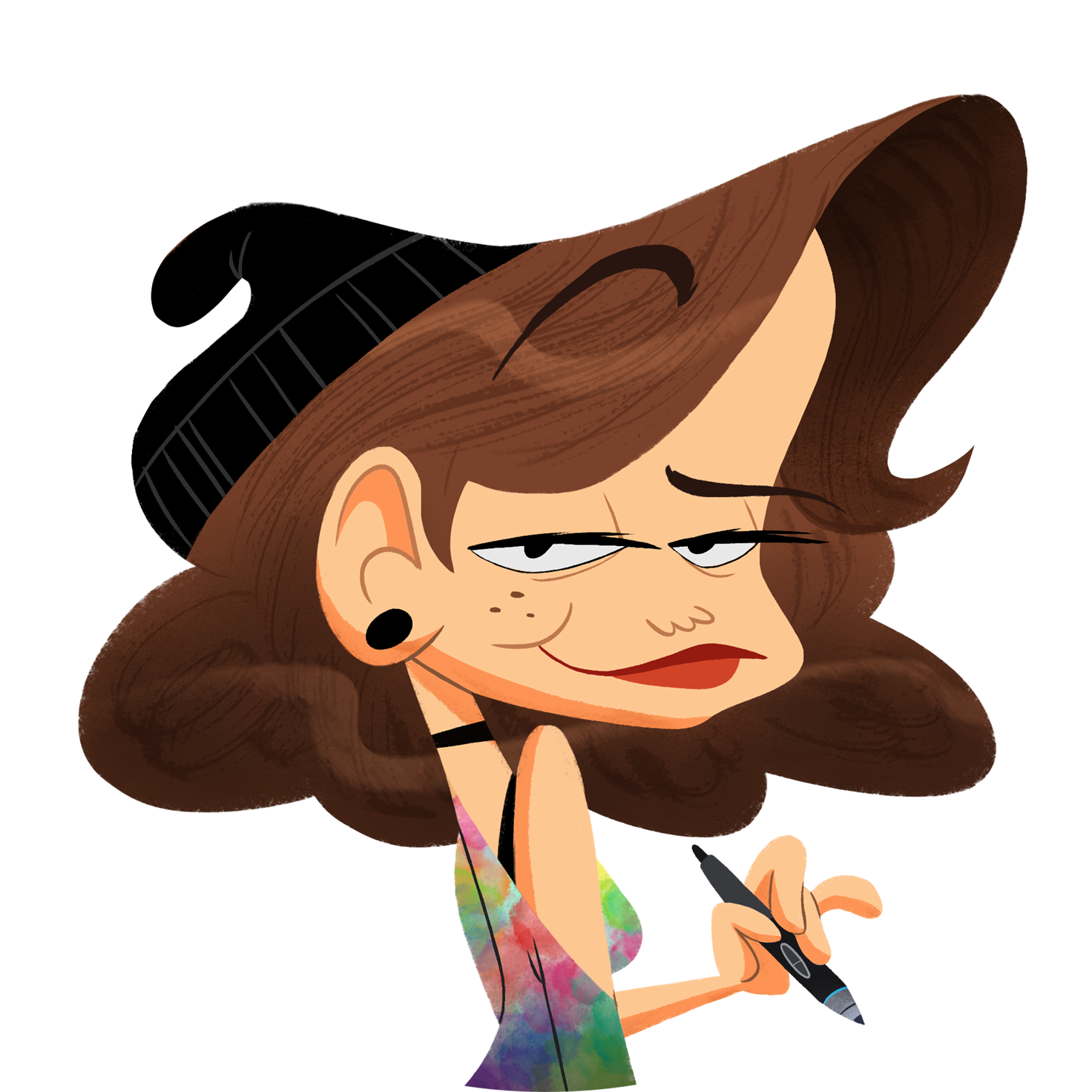 Besides Her Work, She Is Also Interested In - Cartoon (1537x1551)