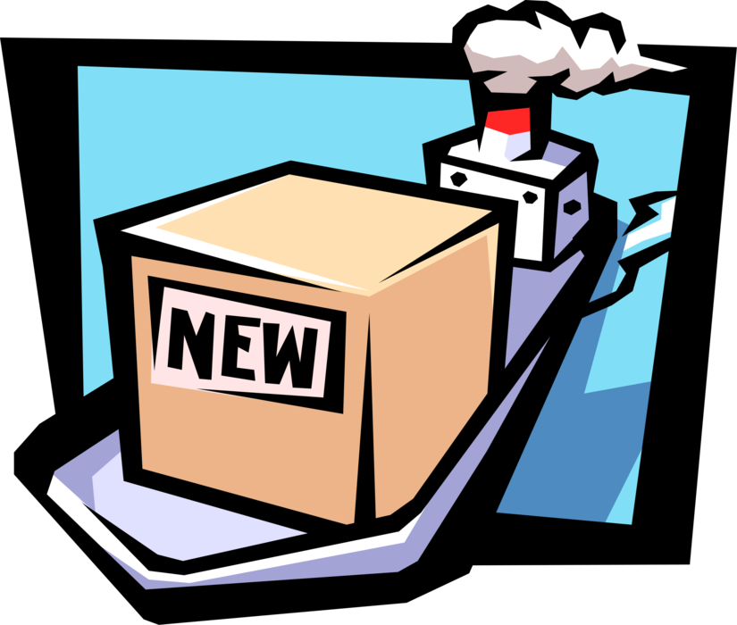 Vector Illustration Of Ocean Transport Cargo Ship Or - Product Clipart Png (825x700)