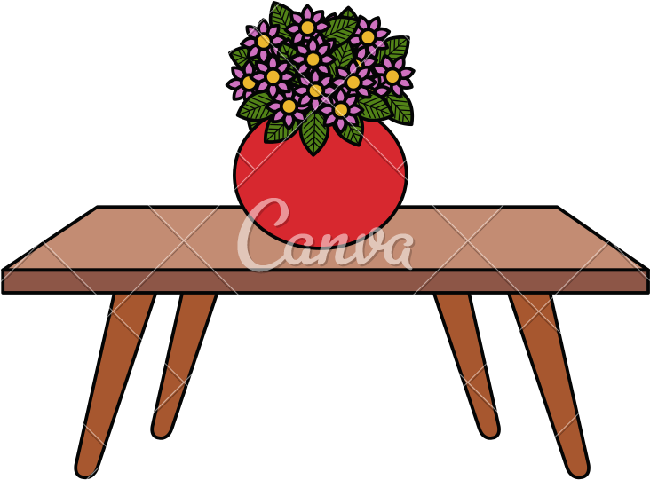 Living Room Table With Cute Vase - Flower Vase On Table Clipart (800x800)