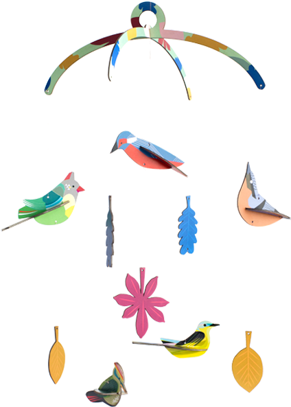 Recycled Cardboard Bird Mobile Recycled Cardboard Bird - Mobile Oiseaux Studio Roof (600x600)
