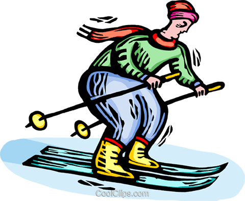 Person Downhill Skiing Royalty Free Vector Clip Art - Person Downhill Skiing Royalty Free Vector Clip Art (480x394)