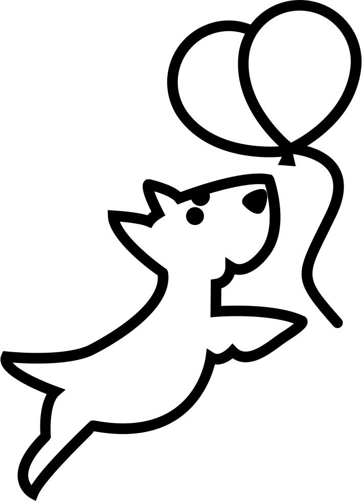 Outline Chasing Balloons Png Icon Free Download - Dog Png Cartoon Outline (708x980)