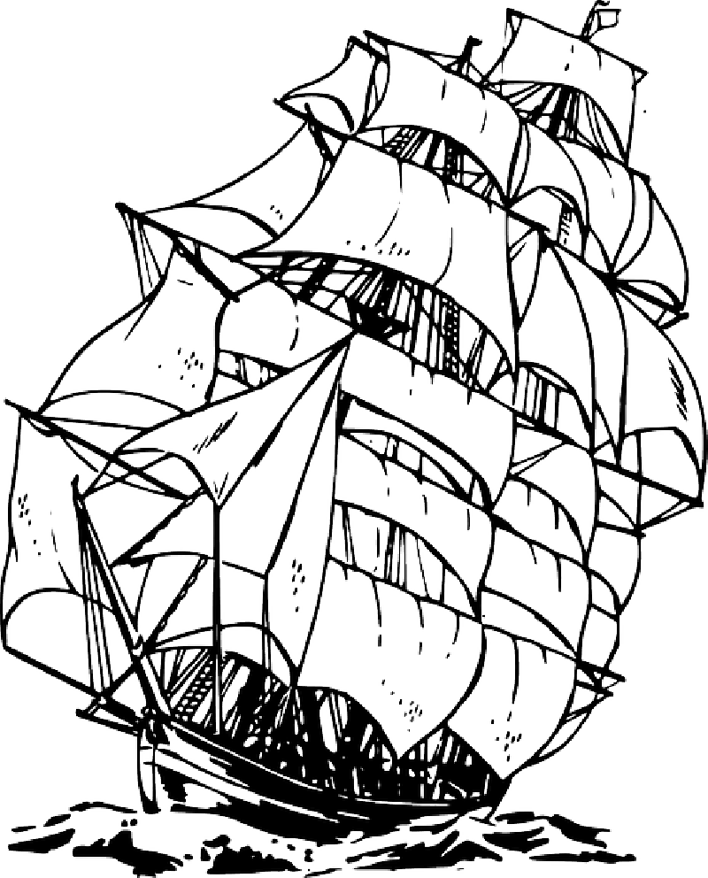 800 X 992 2 - Pirate Ship Black And White (800x992)