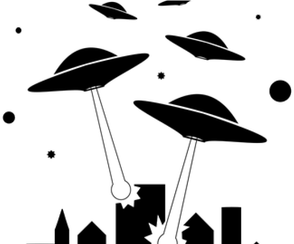 Military Clipart Invasion - Ufo Clipart Black And White (640x480)