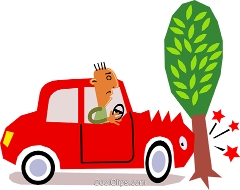 Carros Livre De Direitos Vetores Clip Art Ilustração - Car Crash Tree Cartoon (480x379)