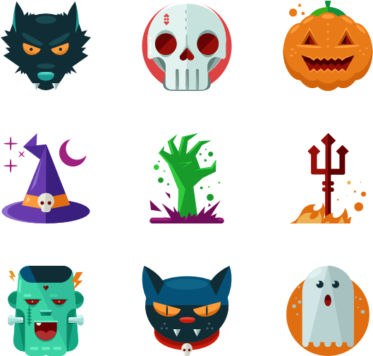 Halloween Vector Art Pack - Halloween Icons Cartoon Png (600x564)