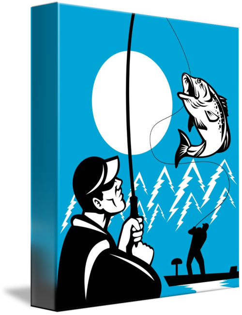 Largemouth Bass Fish Fly Fisherman Fishing Rod By Aloysius - Largemouth Bass (500x650)