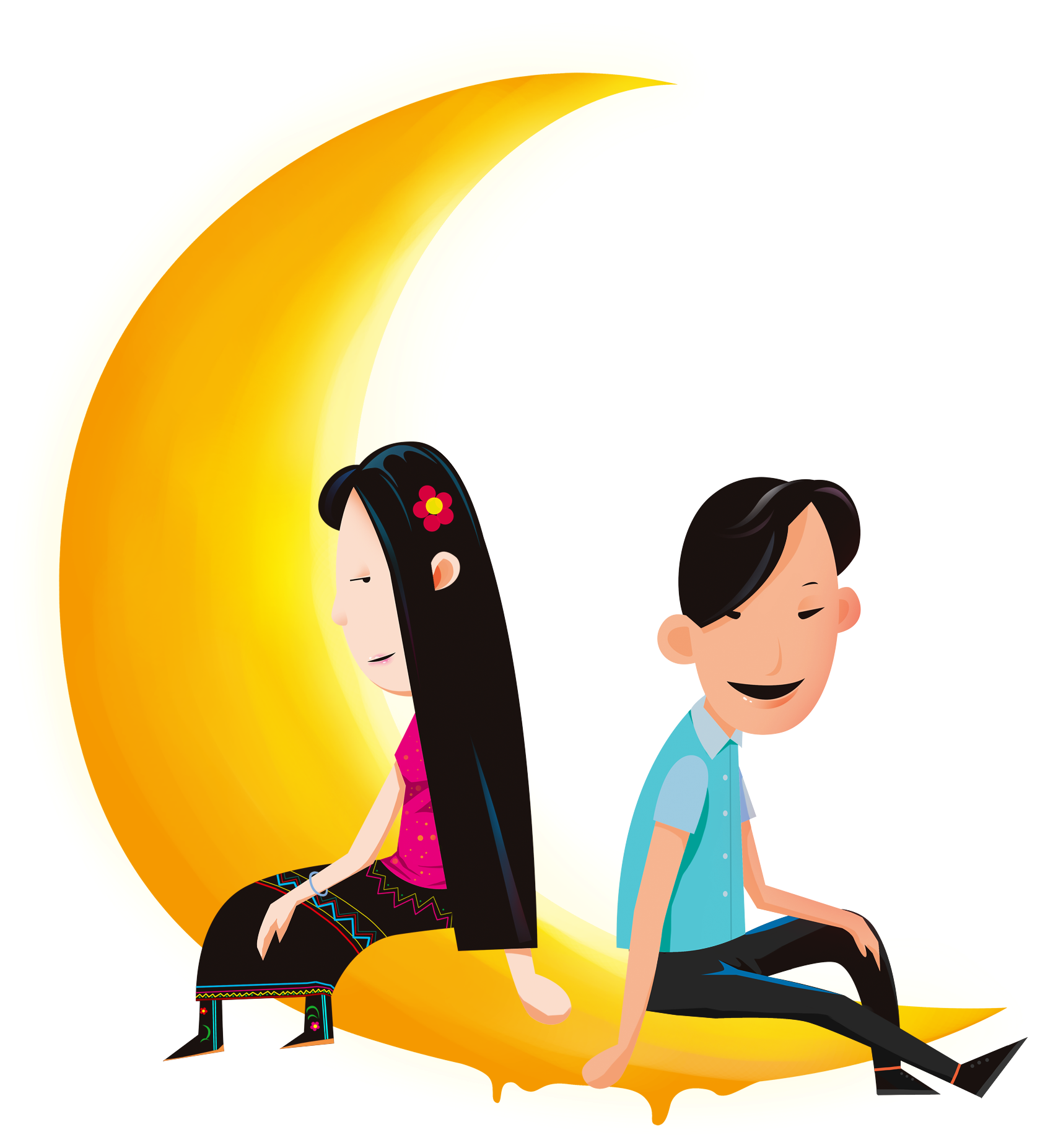 Cartoon Creative Decorative Design Moon Png And Psd - Illustration (2000x2000)