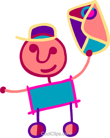 Letter Carrier With Mail Royalty Free Vector Clip Art - Letter Carrier With Mail Royalty Free Vector Clip Art (382x480)