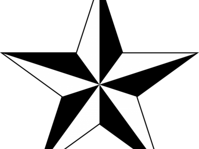 Nautical Star Tattoos Clipart Dimensional - Black And White Star Vector (640x480)