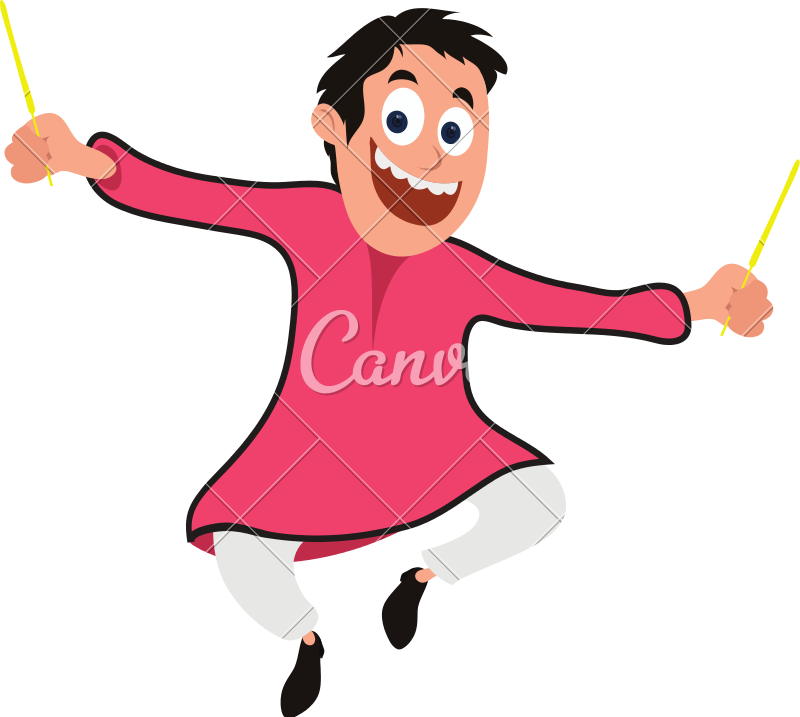 Character Of Happy Boy With Crackers - Character Of Happy Boy With Crackers (800x717)