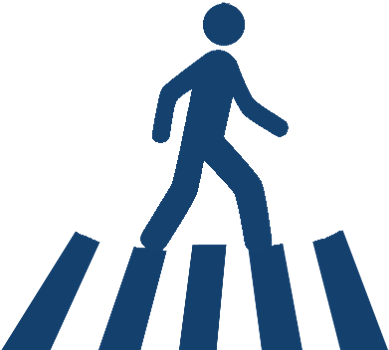 Pedestrian Icon Blue - Road Safety Icon Png (400x364)