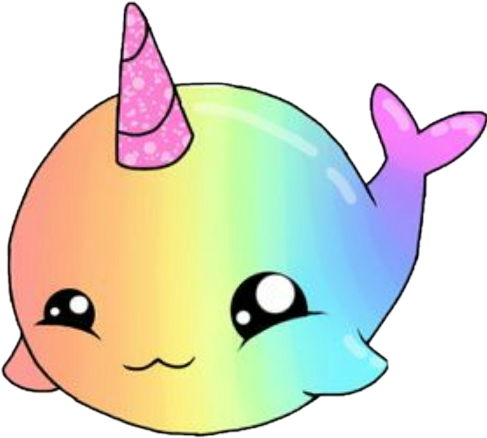 Cute Narwal Lazy Rainbow Colorful Pretty - Cute Drawings Of Narwhal (1024x1024)