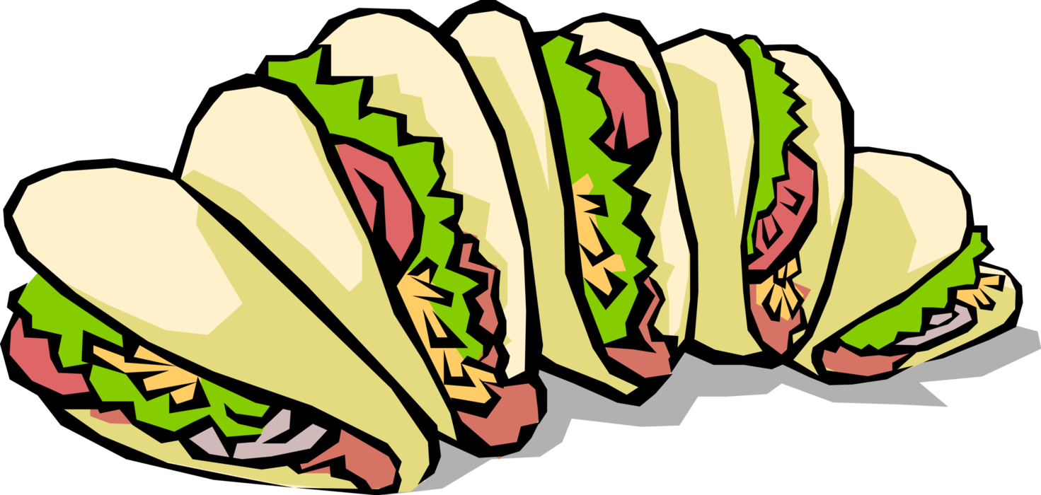 Vector Illustration Of Mexican Cuisine Taco Corn Or - Street Taco Clip Art (1471x700)