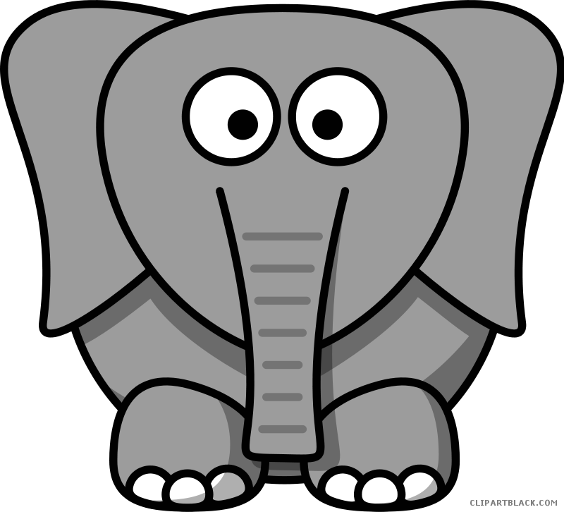 Elephant High Quality Animal Free Black White Clipart - Cartoon Elephant Front View (800x726)