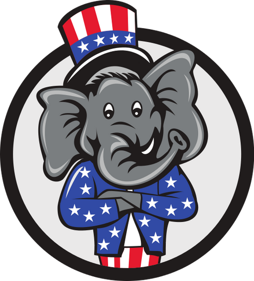 Republican Elephant - Cartoon Republican Elephant Drawing (496x550)