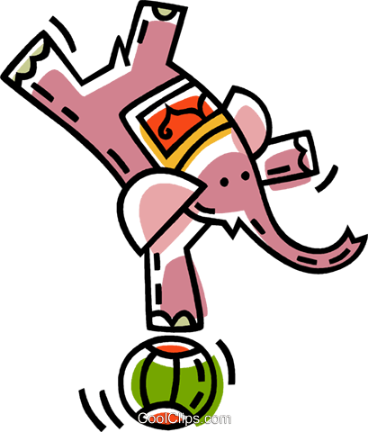 Elephant Clipart Ball - Circus Animals (409x480)