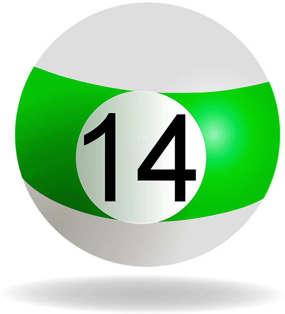 Billiard Ball, Green, 14, Pool, Billiard, Game, Striped - Ball 14 (617x640)