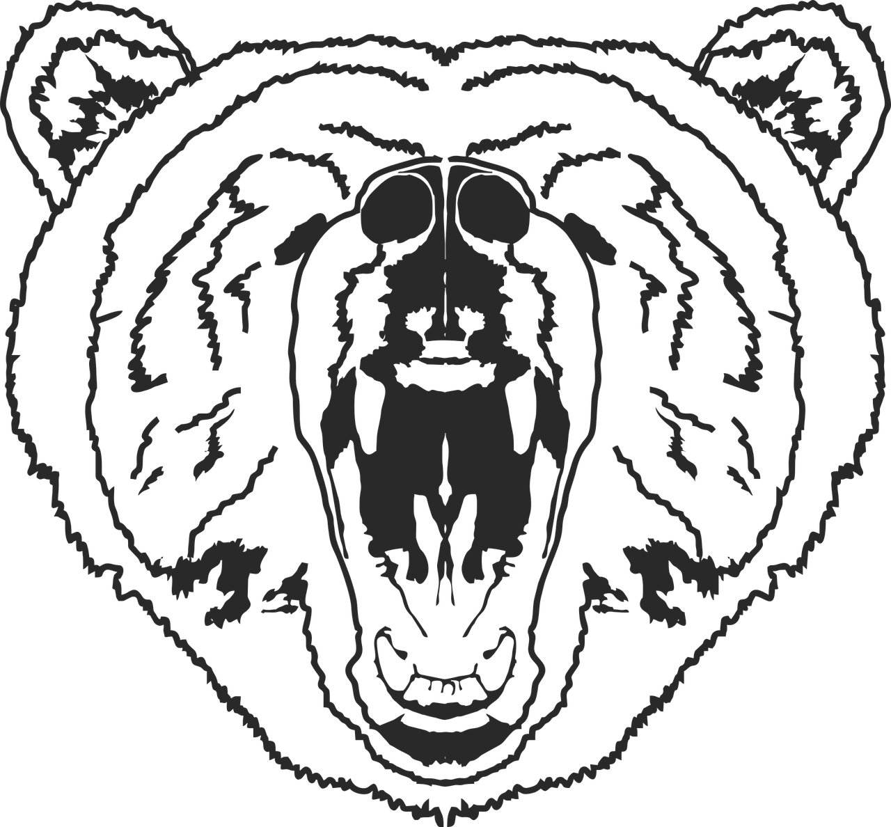 Bear Outline Bear Face - Bear Face Drawing Png (1280x1188)