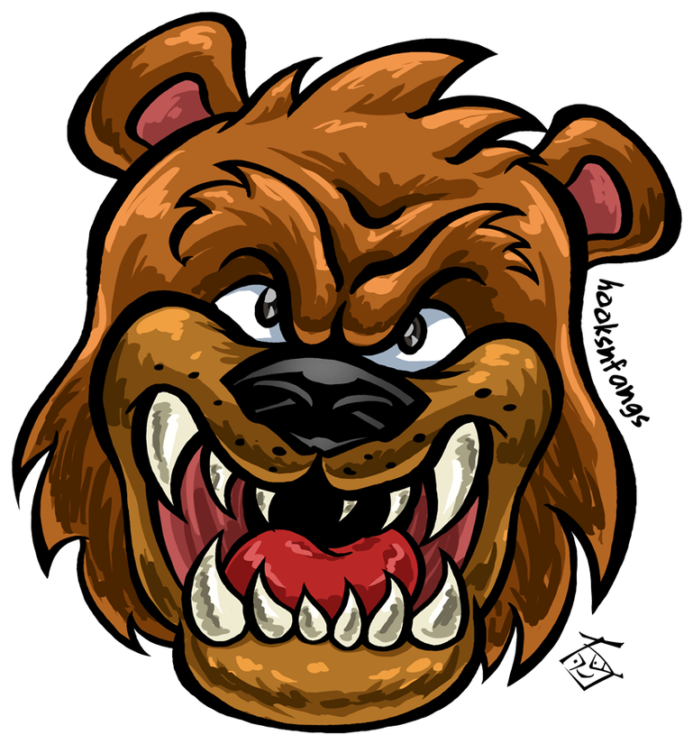 Bear Face By Hooksnfangs Commission - Cartoon (900x900)