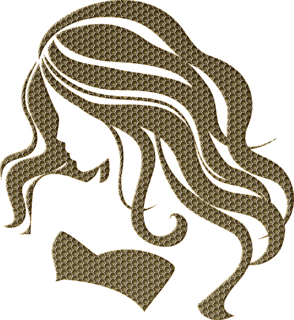 Gold Sticker - Women Hair Silhouette Clipart (1024x1114)