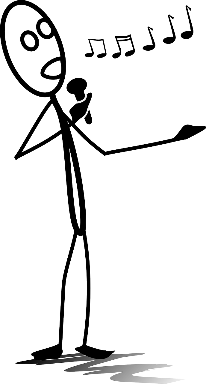 Crooner-154620 - Stick Figure Singing Clipart (688x1280)
