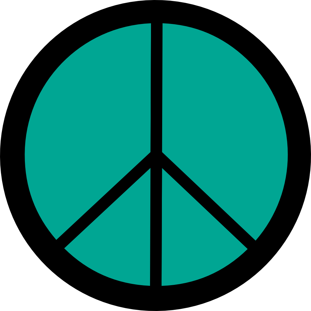 Retro Groovy Peace Symbol Sign Cnd Logo Persian Green - Retro Groovy Peace Symbol Sign Cnd Logo Persian Green (999x999)