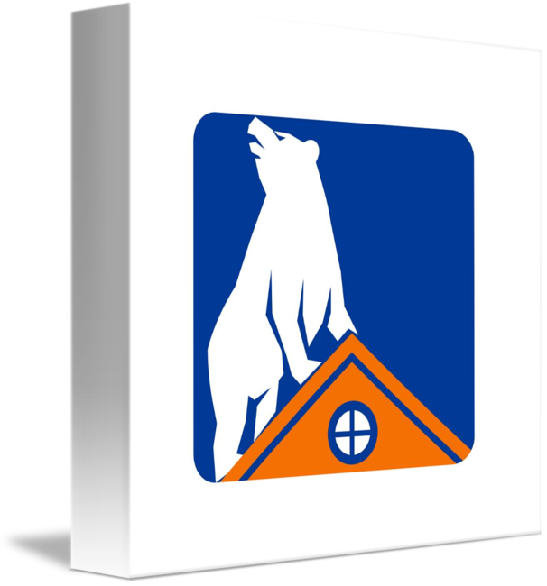Bear On Roof Rectangle Retro By Aloysius Patrimonio - Emblem (606x650)