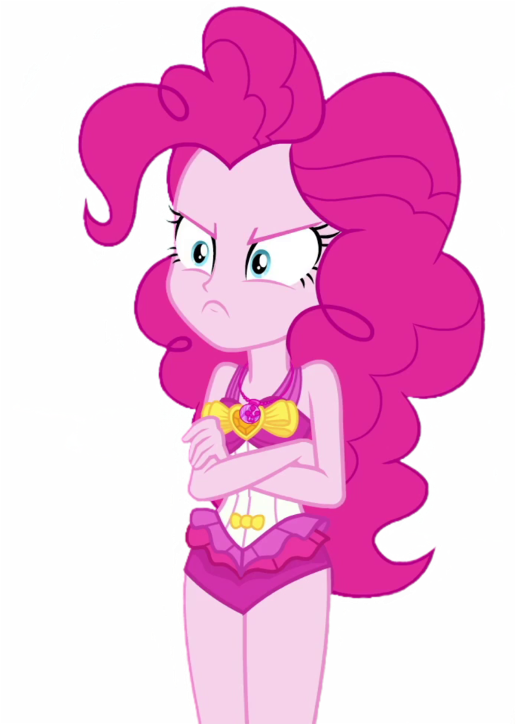 Angry, Background Removed, Beach, > - Pinkie Pie Swimsuit Vector (768x1024)