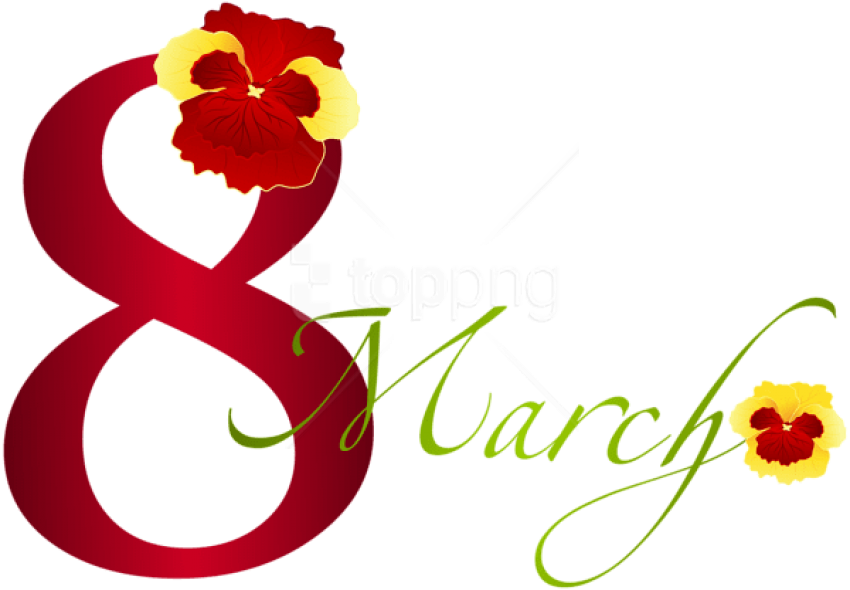 Free Png Download March 8 With Pansies Png Images Background - March 8 Png (850x590)